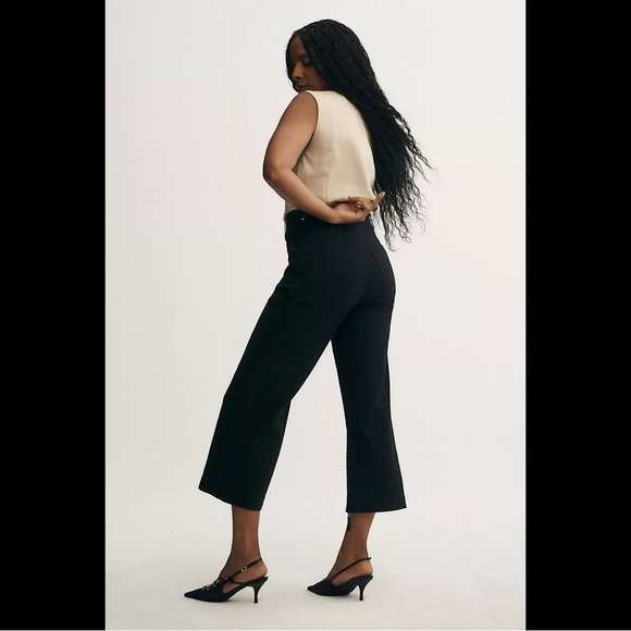 Anthropologie Maeve Colette Magic Fabric Crop Wide Leg Pant in Black 34 - Picture 4 of 15